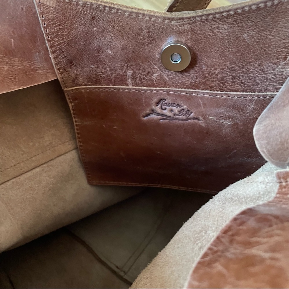 Raven + Lily Chestnut Brown Leather Shoulder Tote - Picture 3 of 10